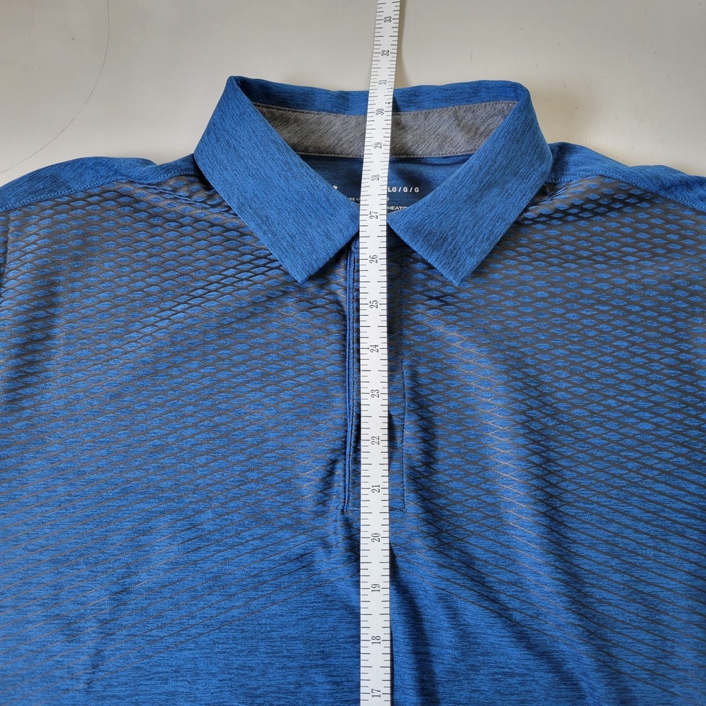 Under Armour Heat Gear Mens L Large Blue Black Short Sleeve Polo Golf Shirt - Picture 5 of 6